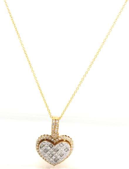14kt Yellow gold Dadwani diamond heart shaped pendant on chain