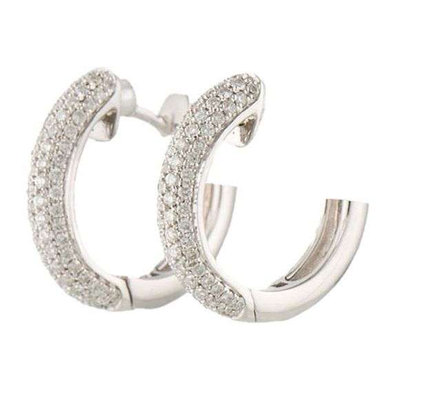 0.70ctw Pave Diamond Huggie Hoop Earrings in 14K