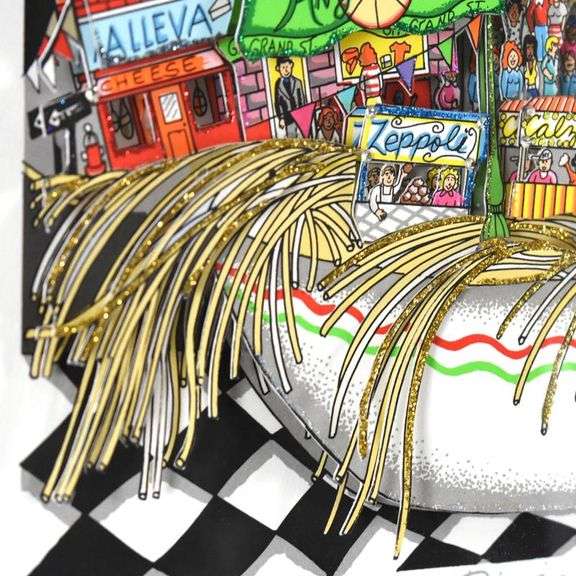 Un Piatto Di Pasta (Blue) by Charles Fazzino