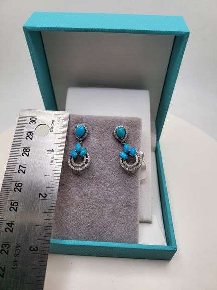 Extremely fine Victorian turquoise and diamonds earrings