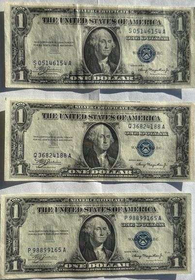 Three Consecutive $1 1935 Near Unc Silver Certificates