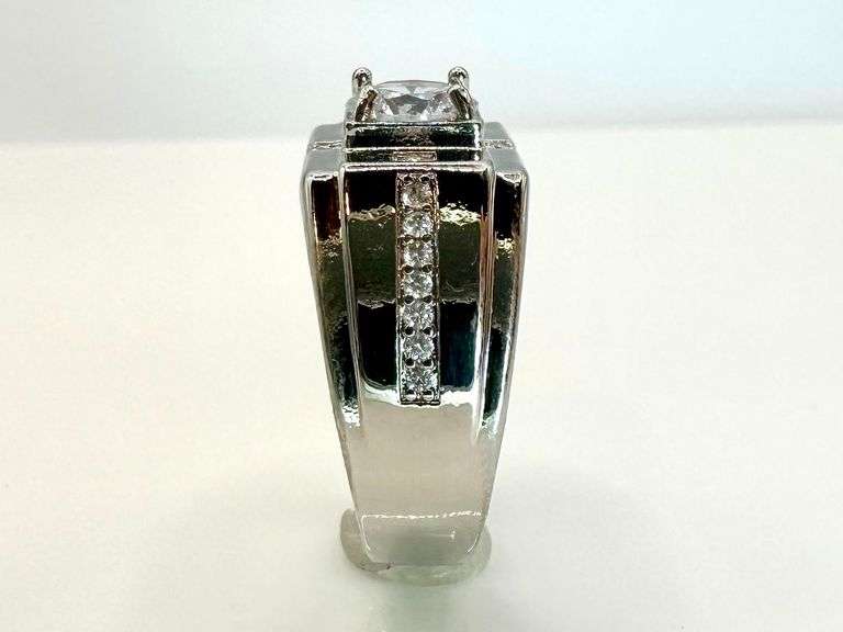 Men's 14 Kt White Gold Plate 2.5 Ct Lab Simulated Diamond Ring