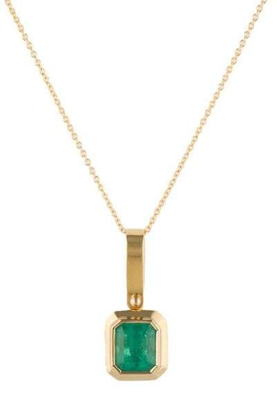 1.80ct Emerald Bezel Set Solitaire Pendant Necklace in 18K