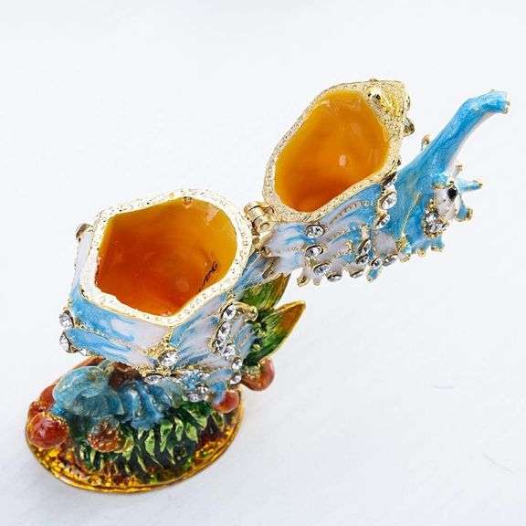 Seahorse Trinket Jewelry Box with Rhinestones