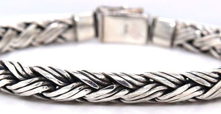 925 Sterling silver heavy braided bracelet