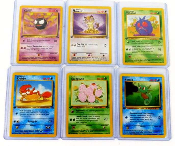 6 Pokémon 1999 1st Edition Trade Cards