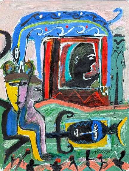 Rare All Original Mixed-Media On Paper by Romgo