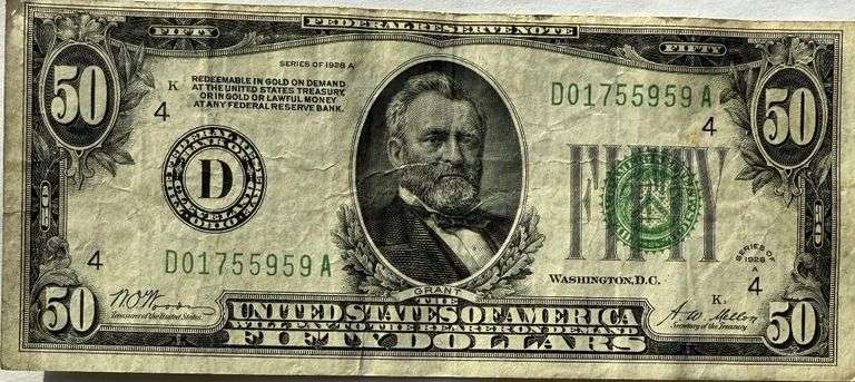 $50 1928 A Cleveland Fed Reserve Note