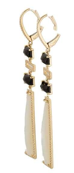 New Doves by Doron Paloma White MOP Black Onyx and 0.44ctw Diamond Dangle Earrings in 14K
