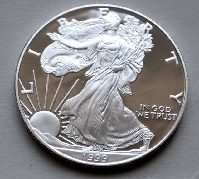 1999 Proof Silver Eagle With Box & Paper