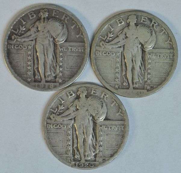 3 Scarce Standing Liberty Quarters: 1918, 1920-S, & 1926-S