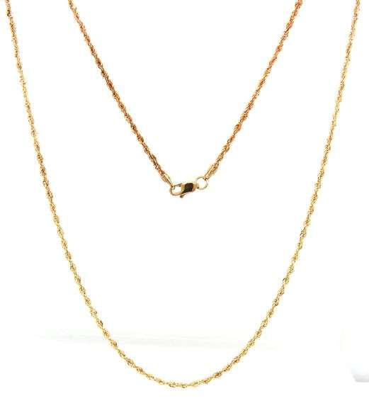 10kt Yellow gold 20-inch rope chain necklace