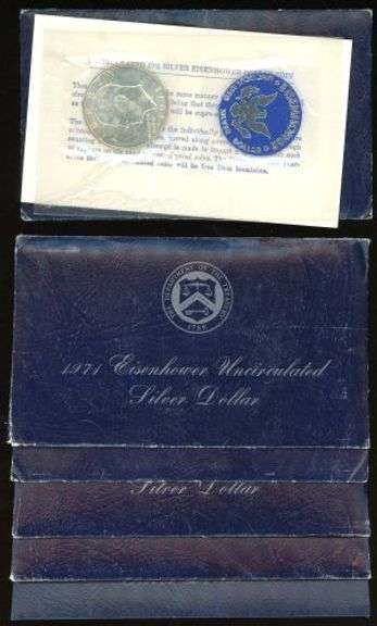 Group of 6 Silver Eisenhower BU Dollars in Original Envelopes w/COA