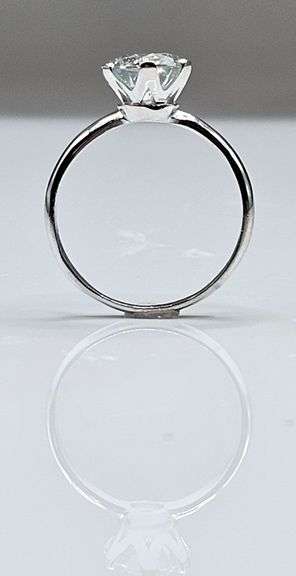 Ladies 14 K White Sparkling 5 Ct White Simulated Lab Diamond Ring