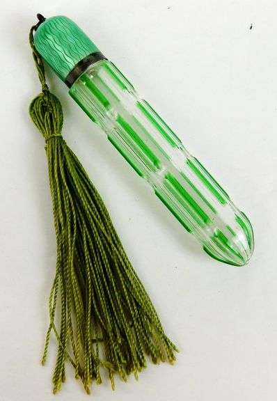 Antique Uranium Glass & Guilloche Scent Bottle