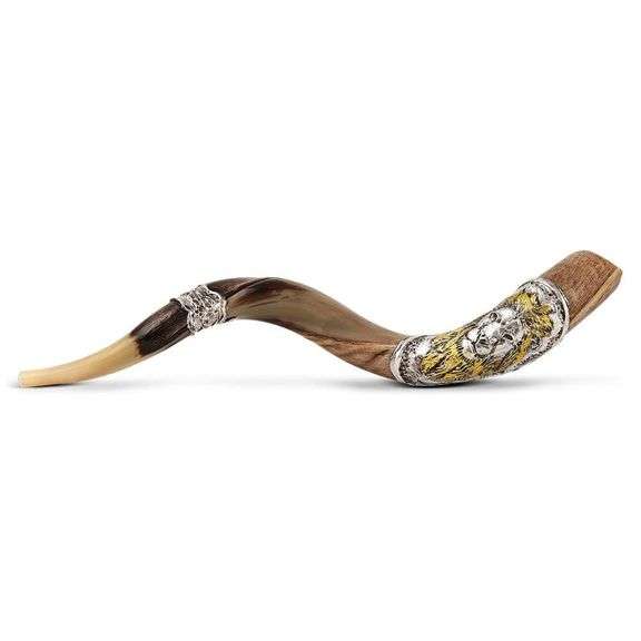 Sterling Silver & 9K Gold Plated Lion of Judah Horn