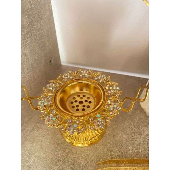 Metal Incense Burner with Handles and Ash Tray