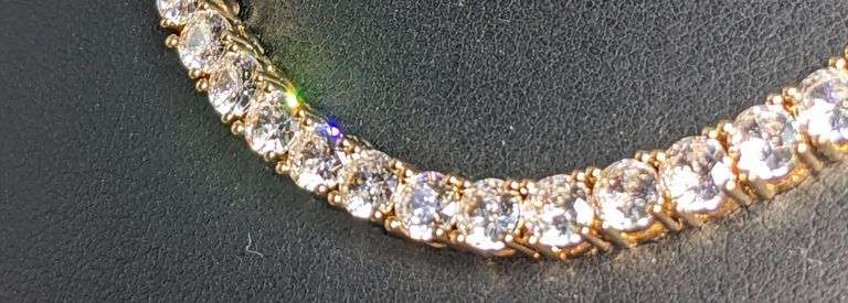 Sparkling 18 Kt Yellow Gold Plated 36.5 Cttw Lab Simulated Diamond Tennis Necklace