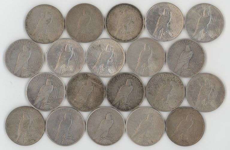 Roll of 20 Assorted Peace Silver Dollars from the early 1920's in circ