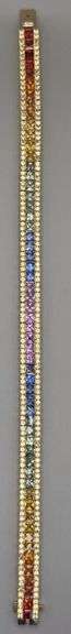 14K Yellow Gold Multi Colored Princess Cut Sapphires Tennis Bracelet