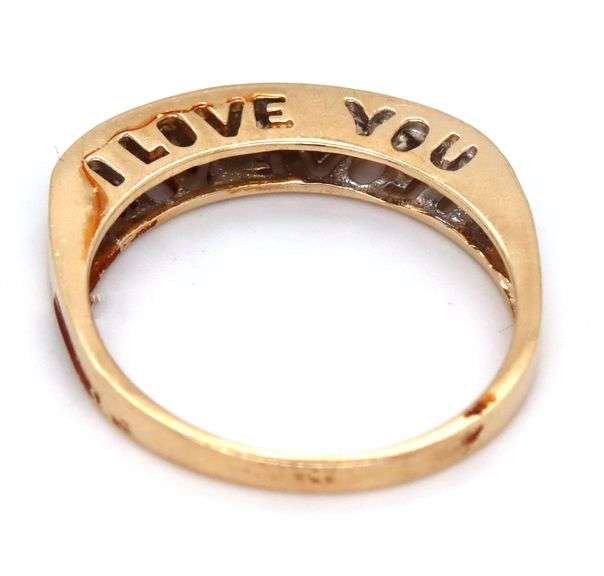 10kt Yellow gold Love diamond band