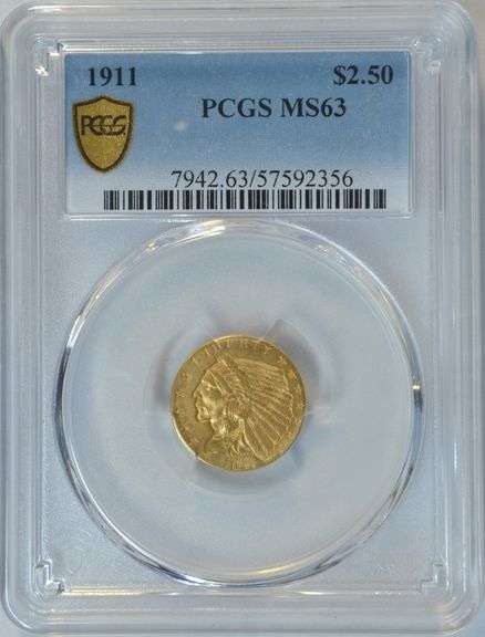 Better Date Choice BU 1911 $2.50 Indian Gold Piece. PCGS MS63