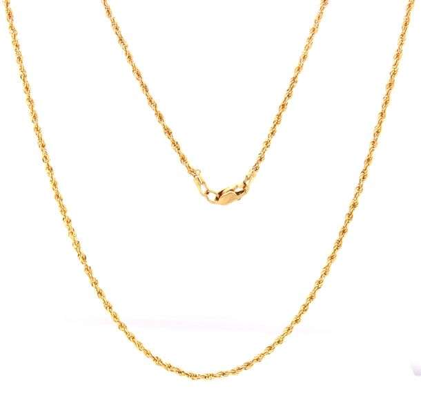 14kt Yellow gold rope chain necklace