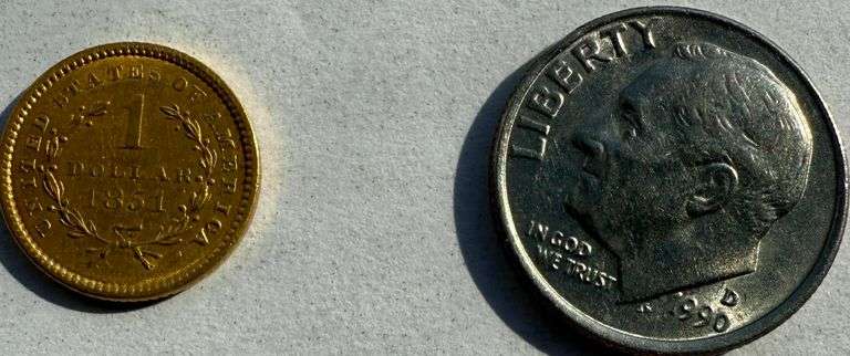 1851 US $1 US Gold Piece.