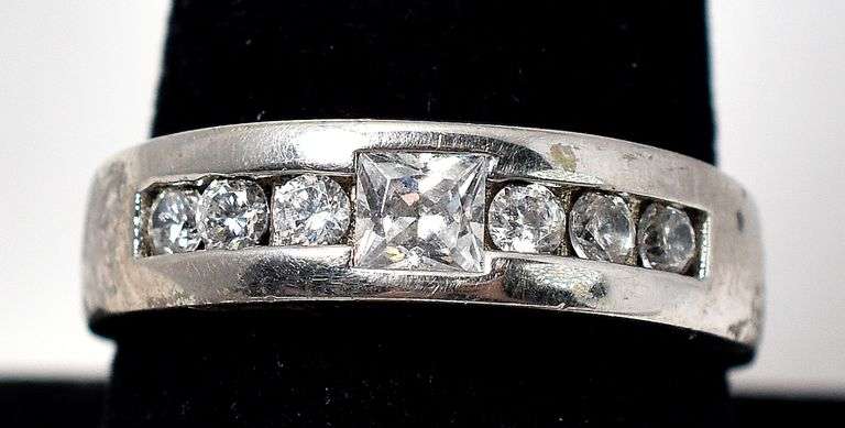 CZ Gemstone Band Ring in Sterling Silver