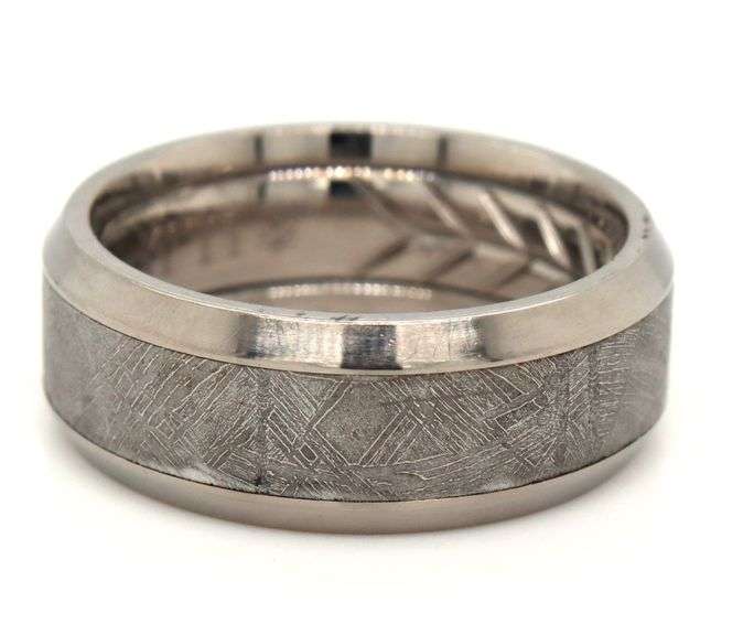 David Yurman beveled Grey titamium with meteorite band