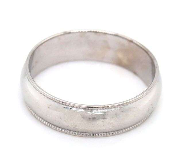 14kt White gold 6mm band with Milgraining