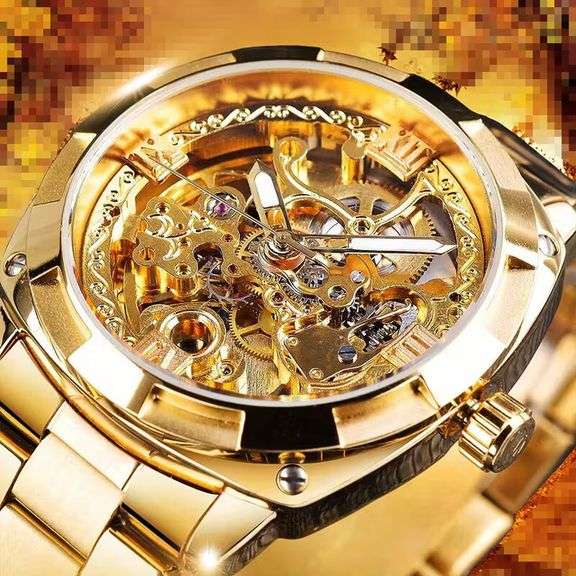 Gold Luxury Skeleton Automatic Watch
