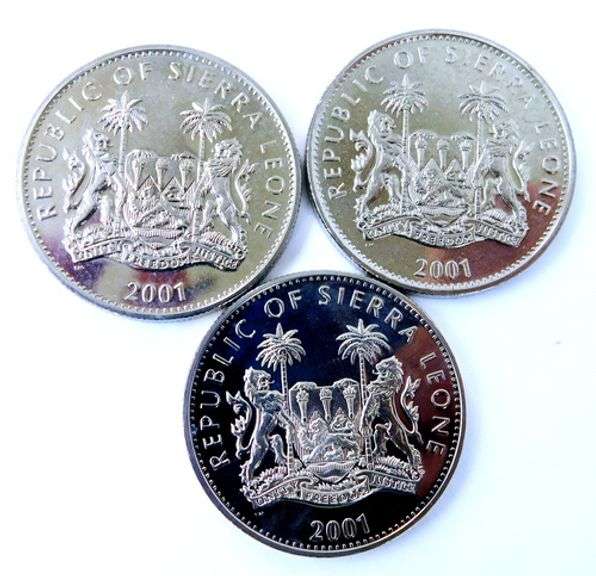 3 - 2001 Sierra Leone 1 Dollar Coins