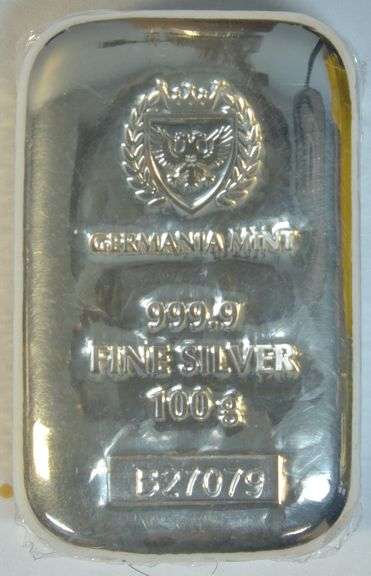 Special Germania Mint 100 Gram pure .9999 Fine Silver Bar in box