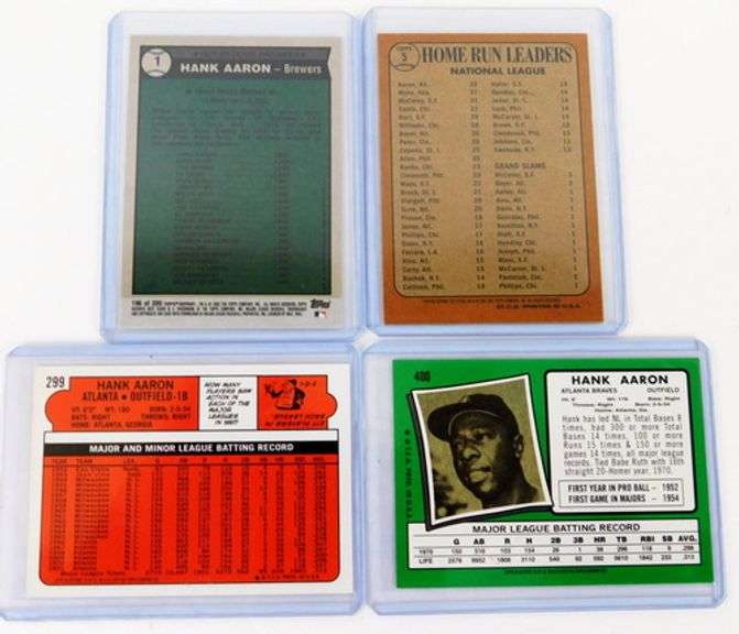 Hank Aaron 4 Card Lot of Topps Reprints