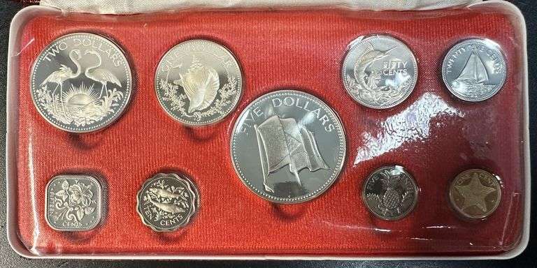 Superb 1975 Bahamas 9-pc Proof Set from Franklin Mint