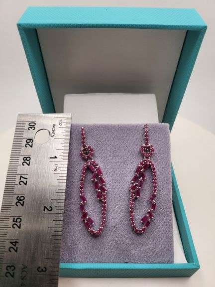 Very high quality hand made ruby on silver earrings