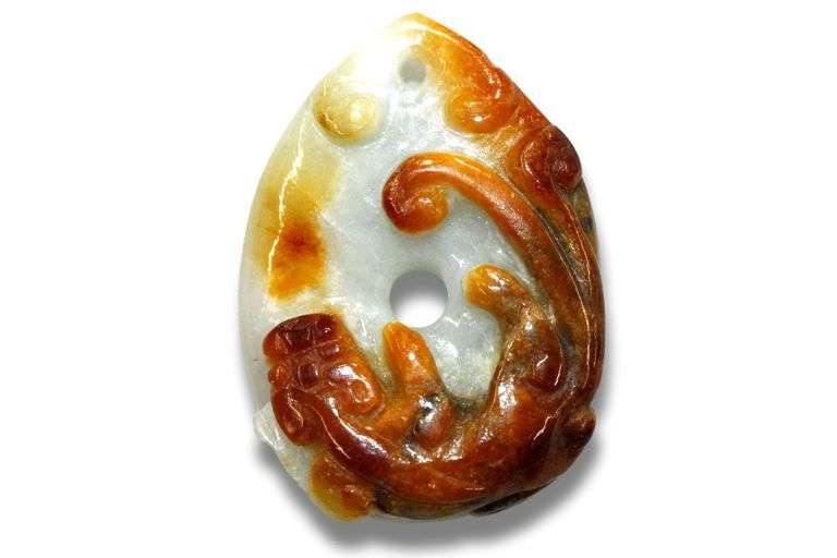 Natural Bi-color Jadeite Dragon on Coin