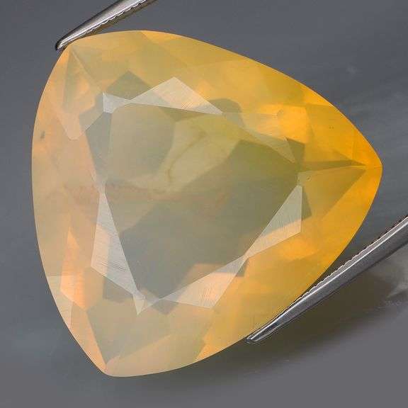 Bi-color! HUGE! 30.88ct trillion cut Fire Opal!
