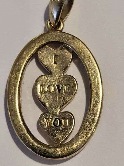 18k gold pendent, I Love You!