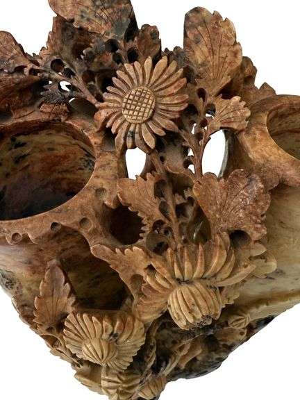 Very collectable Vintage Jade Stone Vintage Hand Carved Jade Stone Vase