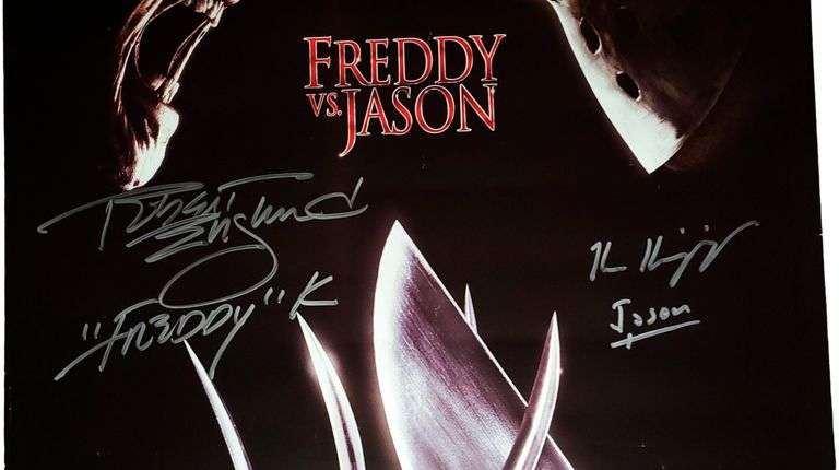 Freddy Vs Jason Robert Englund Kane Hodder Signed Poster Authentic Signing ASI