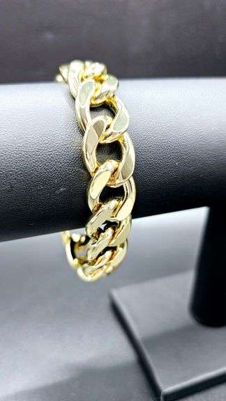 Strong 64.9 Gram 14 Kt Gold Plate Curb Link Bracelet