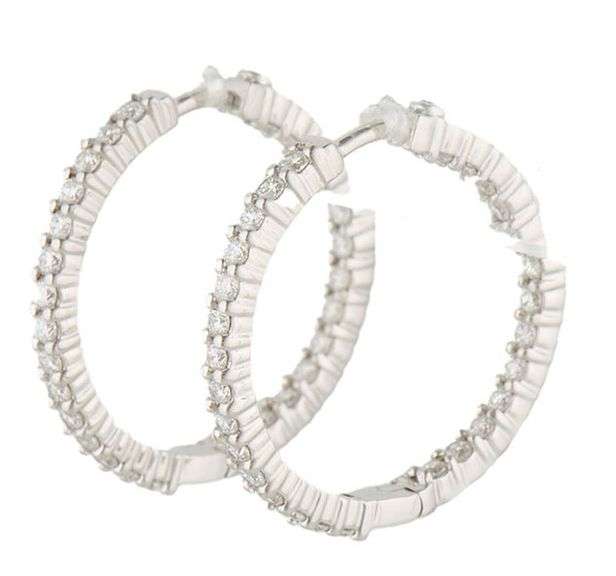 Roberto Coin 1.10ctw Round Diamond Inside Out Hoop Earrings in 18K