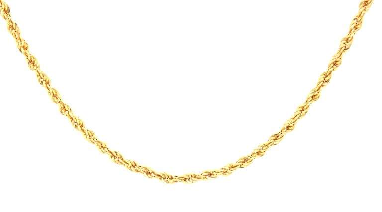 14kt Yellow gold rope chain necklace