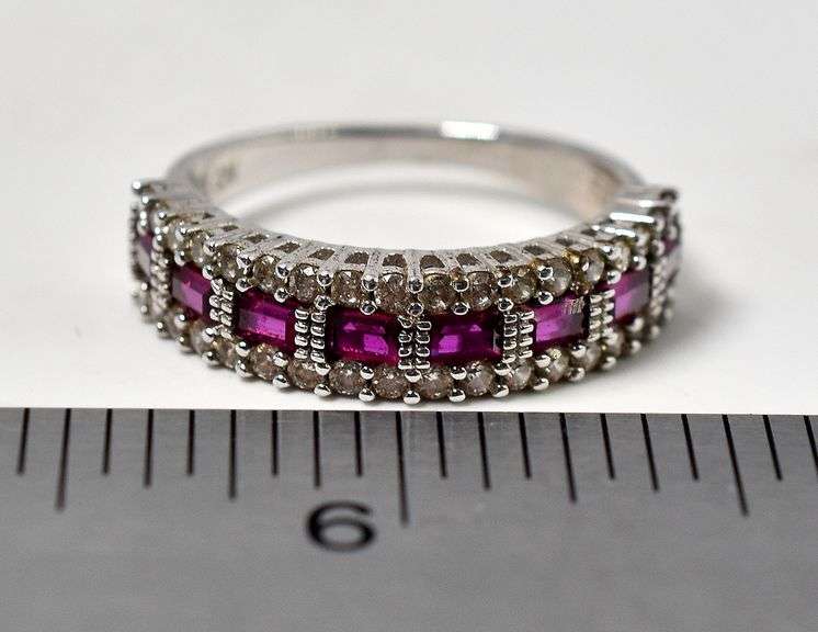 Pink Gemstone and CZ gemstone Ring in Sterling Silver