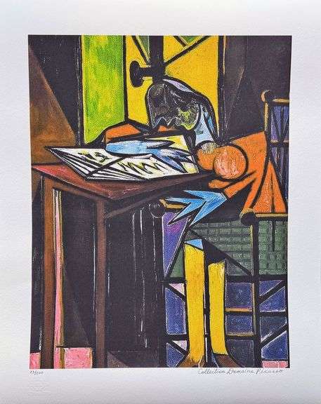 Pablo Picasso, Girl Reading At Desk, Hand Signed by the Estate