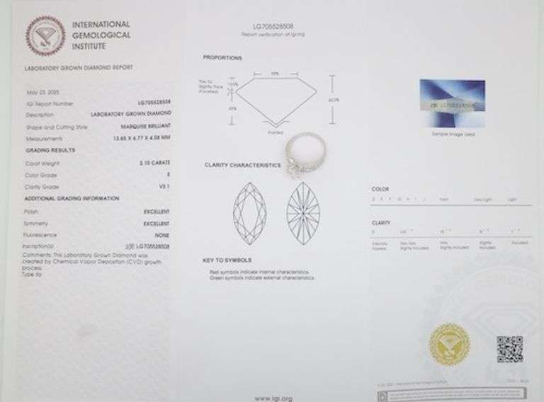 Certified 2.85CTW Marquise Diamond Ring