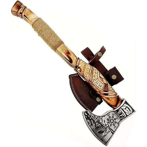 carbon Forged Viking Axe with Rosewood Handle