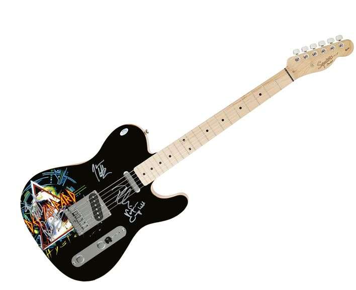 Def Leppard Autographed Custom Graphics Photo Guitar ACOA